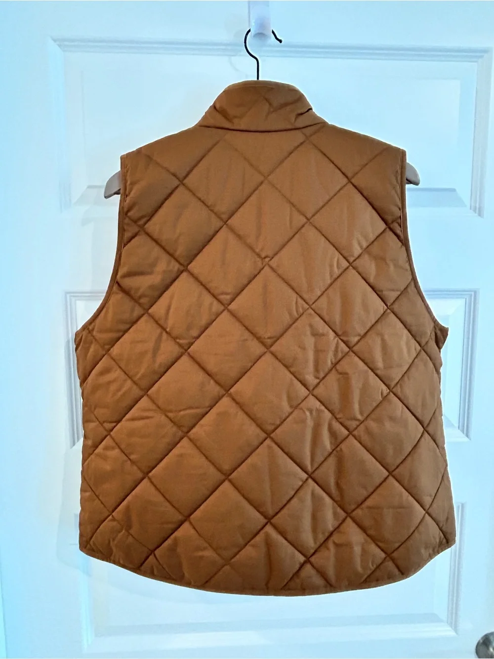 J Crew Quilted Vest Chestnut Brown with Gold Accents Size XL